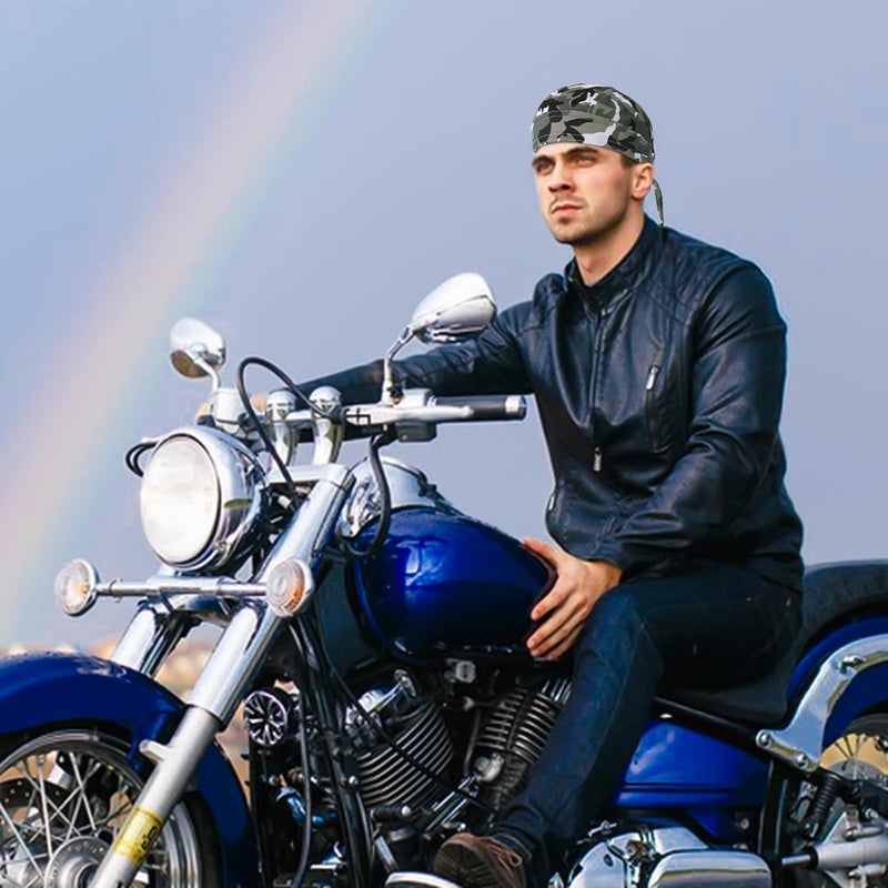 DOCILA 4 Pcs Do Rags Skull Caps for Men Fashion Sweat Wicking Helmet Liner Beanie Breathable Motorcycle Cycling Sports Cap - Image 3